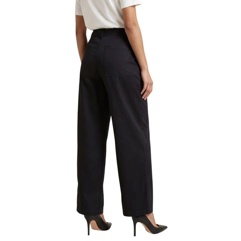 Jacqueline De Yong Jdyselma Hw Barrel Pant - Black Cotton Casual Pants