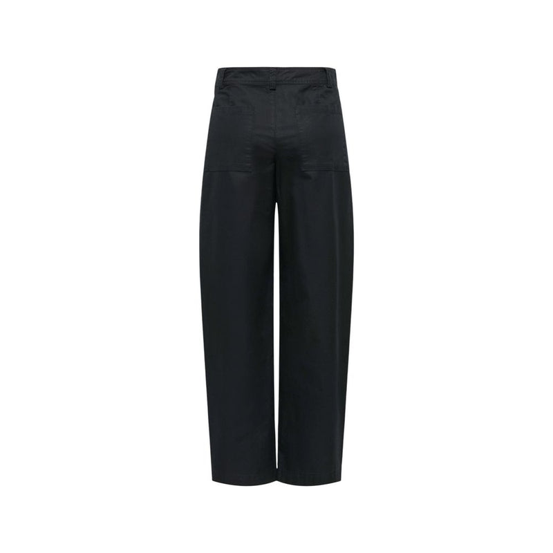 Jacqueline De Yong Jdyselma Hw Barrel Pant - Black Cotton Casual Pants