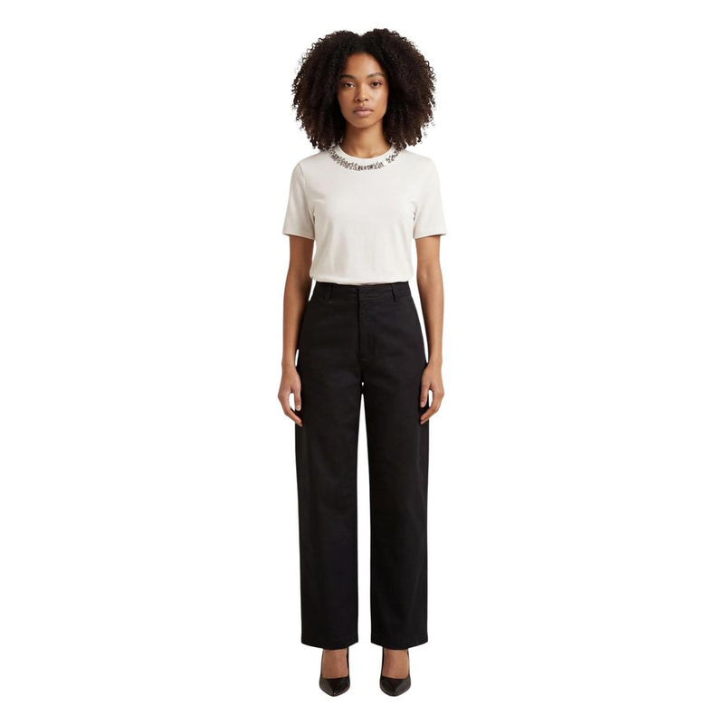 Jacqueline De Yong Jdyselma Hw Barrel Pant - Black Cotton Casual Pants