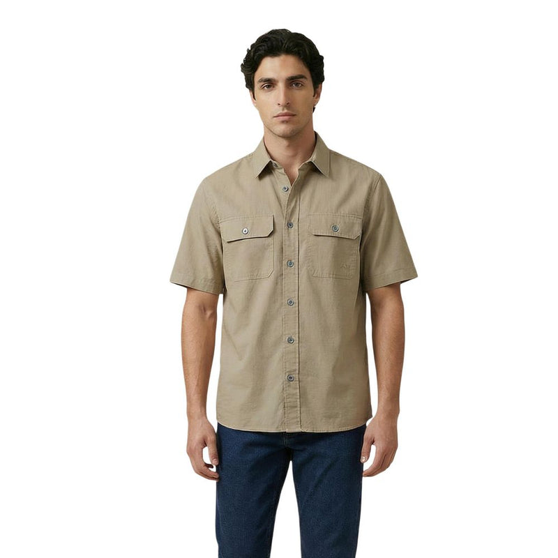 Armani Exchange Beige Cotton Short-Sleeve Shirt for Men