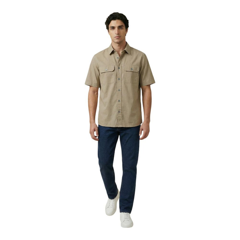 Armani Exchange Beige Cotton Short-Sleeve Shirt for Men