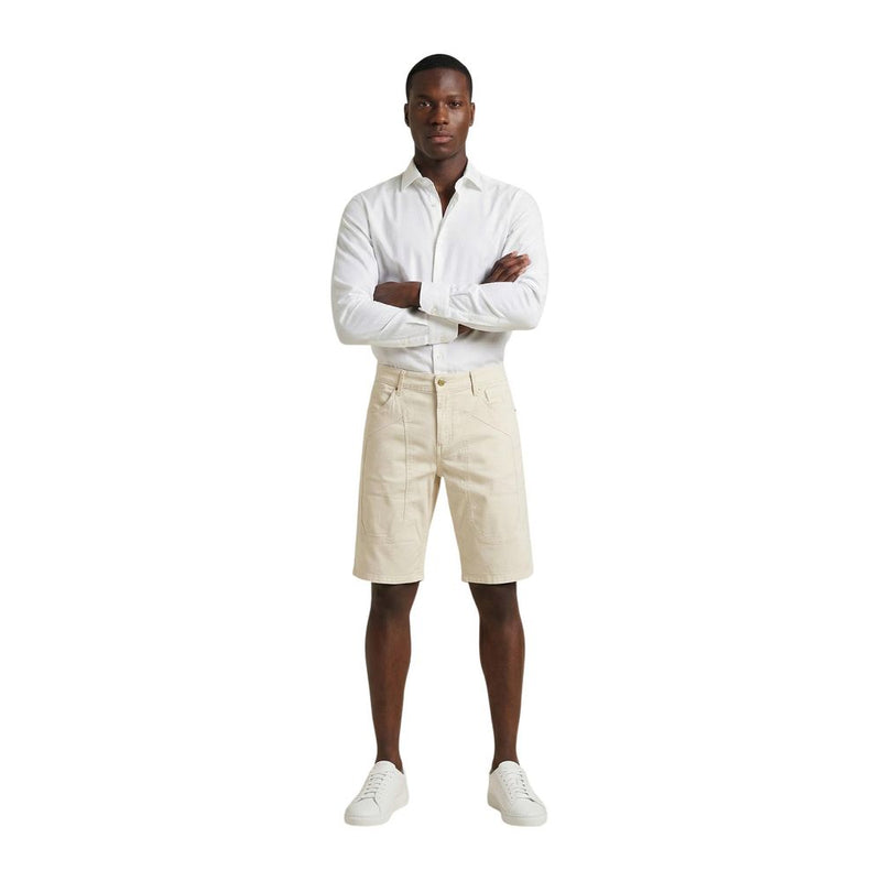 Jeckerson JAYDEN Cream Cotton Bermuda Shorts for Men