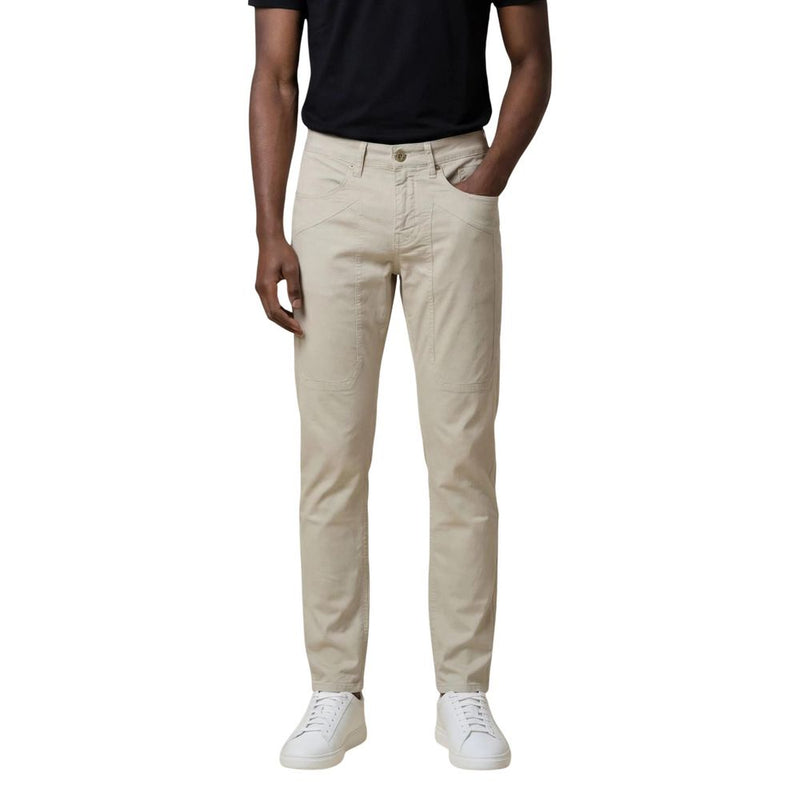Jeckerson Gray Elastane Skinny Pants for Men