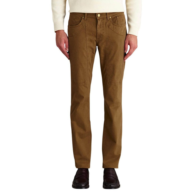 Jeckerson Beige Elastane Skinny Pants for Men