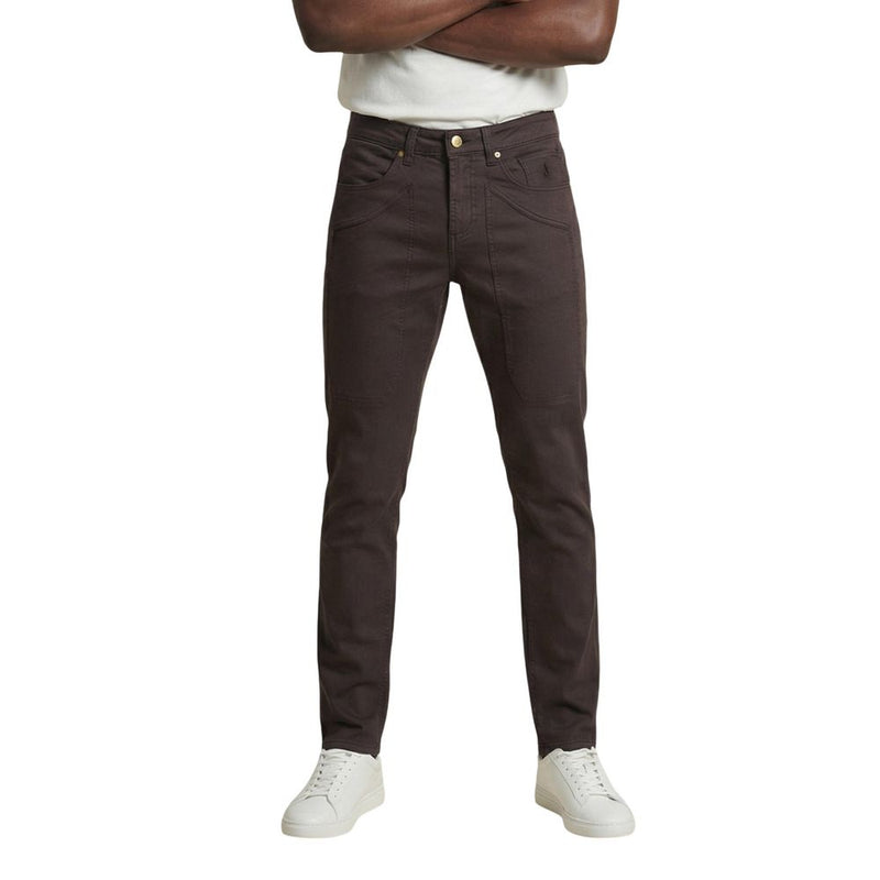 Jeckerson Brown Cotton Skinny Jeans for Men