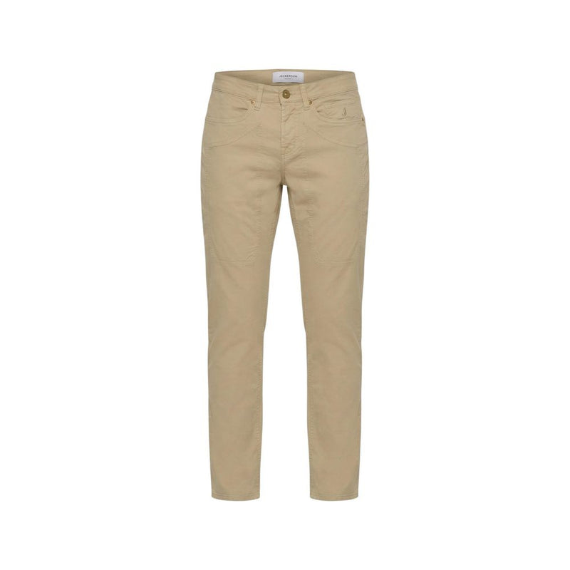 Jeckerson Beige Elastane Slim Fit 5-Pocket Trousers for Men