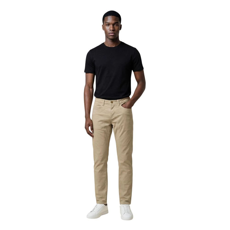 Jeckerson Beige Elastane Slim Fit 5-Pocket Trousers for Men