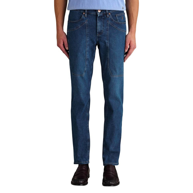 Jeckerson Blue Recycled Cotton Skinny Jeans for Men