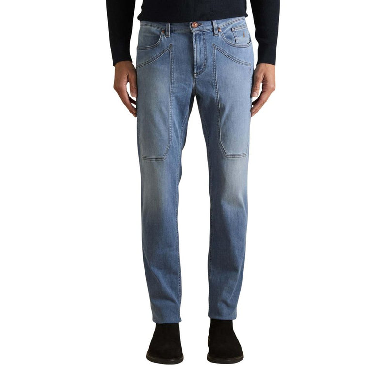 Jeckerson Light Blue Recycled Polyester Skinny Jeans for Men