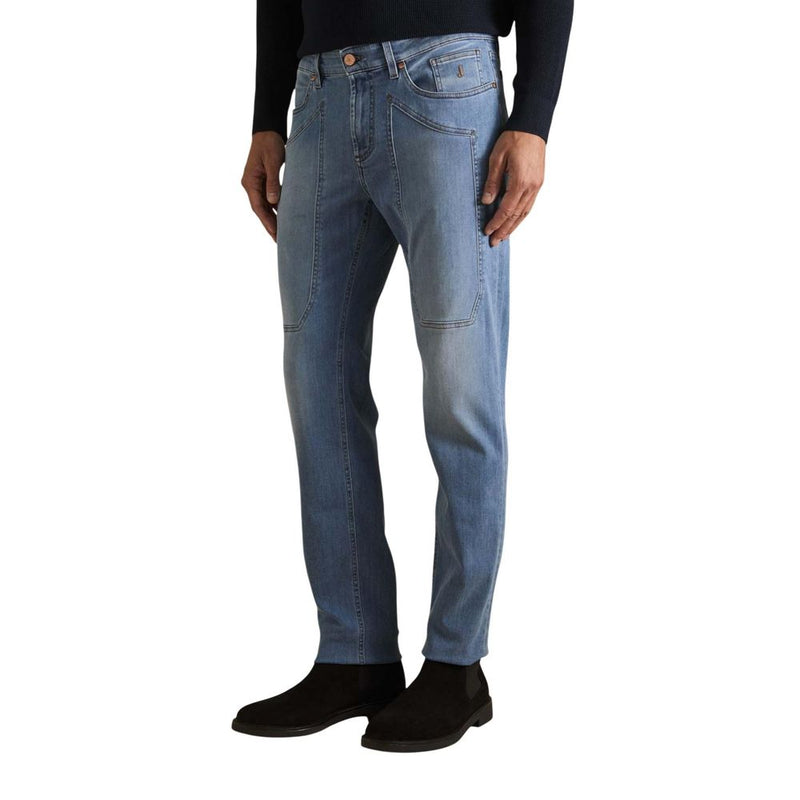 Jeckerson Light Blue Recycled Polyester Skinny Jeans for Men