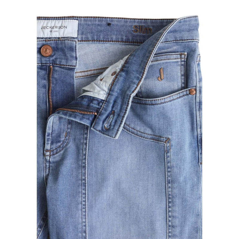 Jeckerson Light Blue Recycled Polyester Skinny Jeans for Men