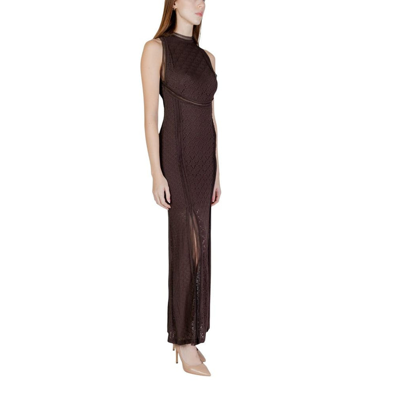 Guess Liza Brown Polyamide Long Dress for Women
