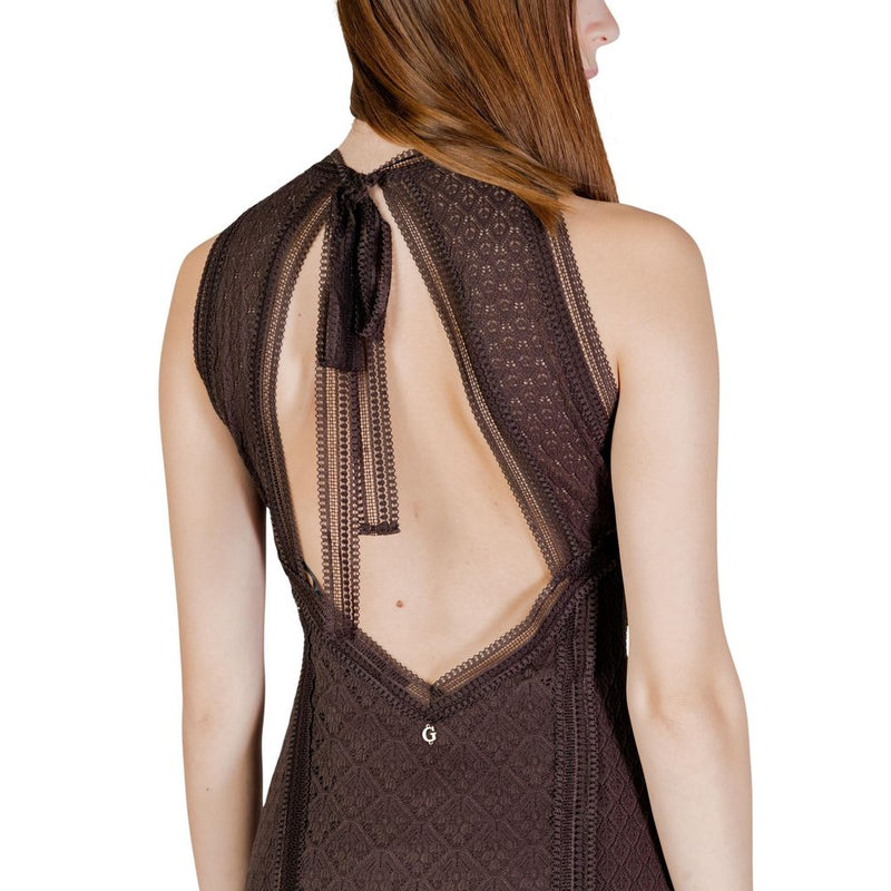 Guess Liza Brown Polyamide Long Dress for Women