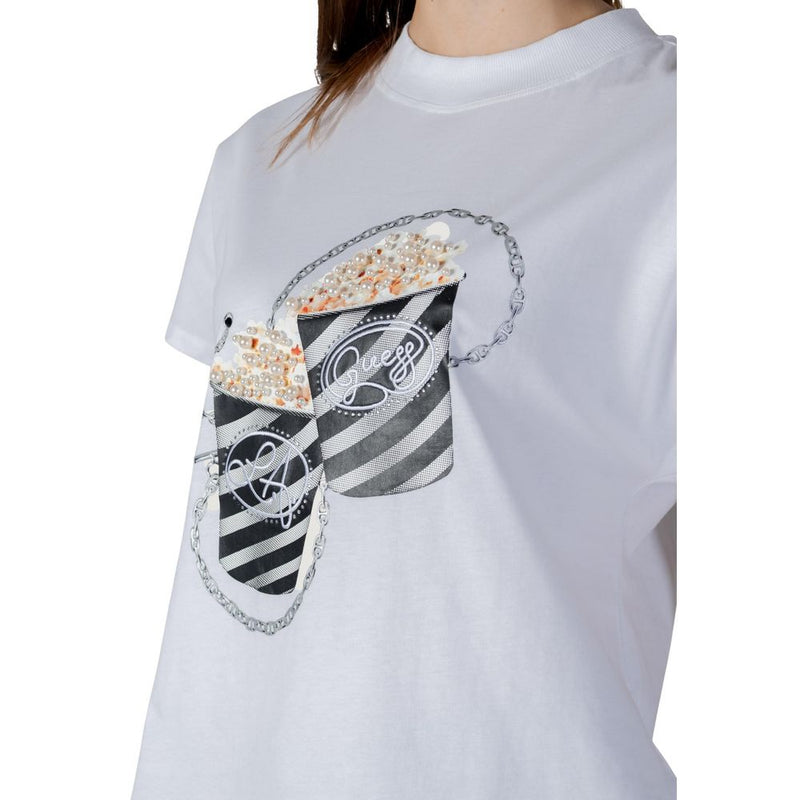 Guess SS CN Popcorn Tee W6RI28 I3Z14 - T-Shirt Femme Blanc
