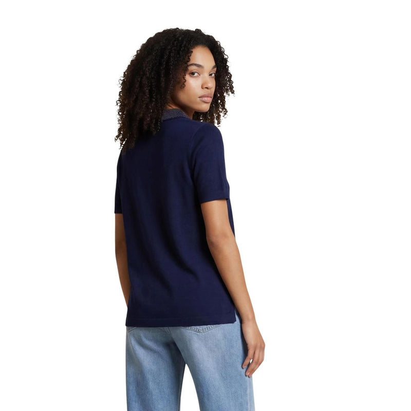 Guess Blue Wool T-Shirt for Women - SS RHINESTONES POLO STORMI SWT