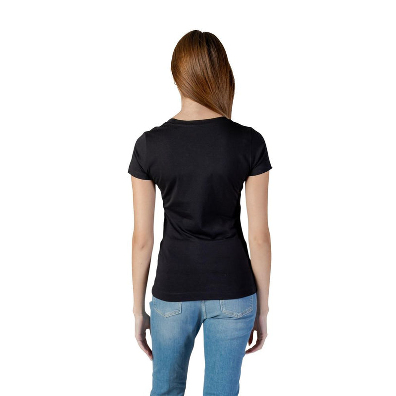 Guess SS CN CAMELIA TRIANGLE TEE - T-Shirt Femme Noir