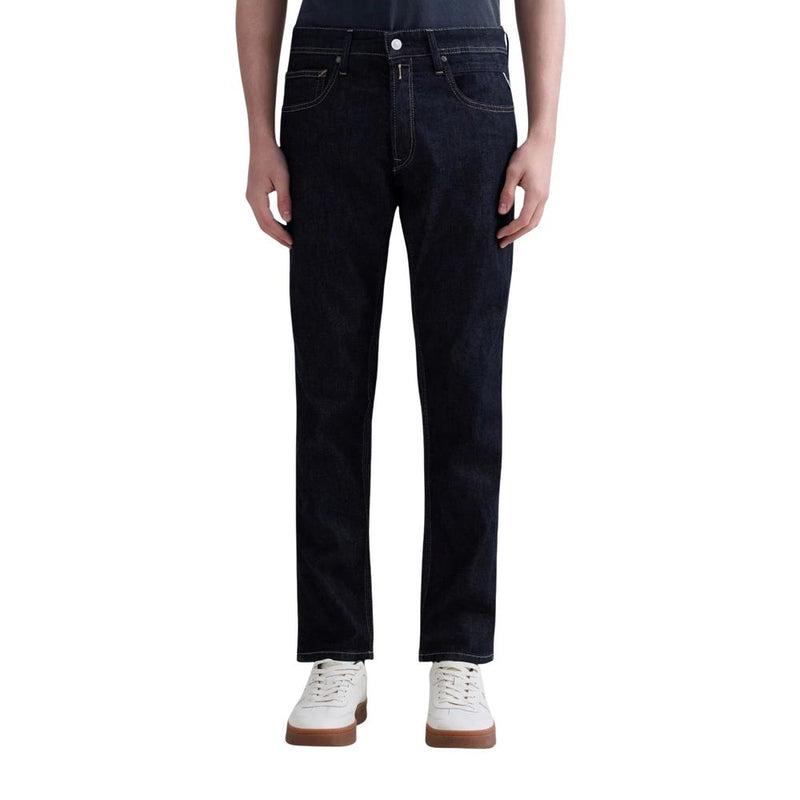 Replay Blue Cotton Relaxed Fit Jeans for Men