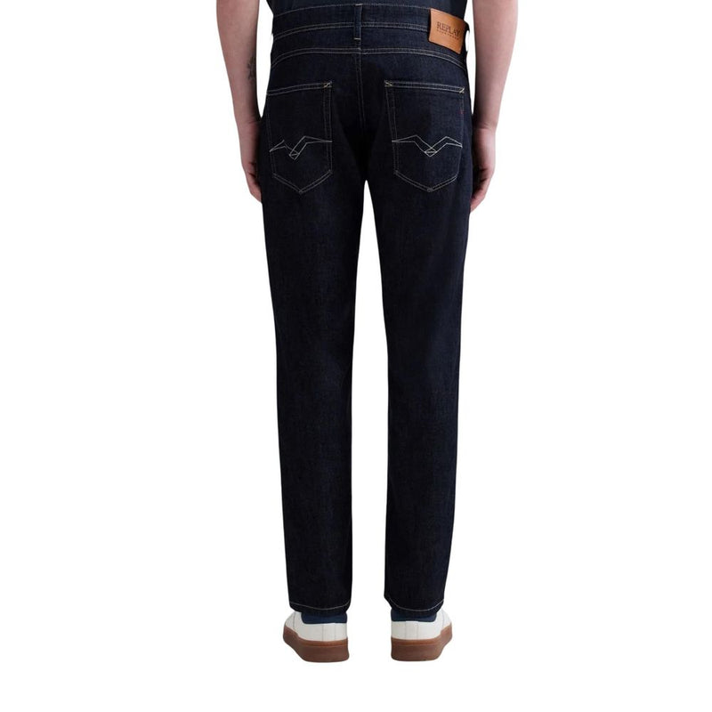 Replay Blue Cotton Relaxed Fit Jeans for Men