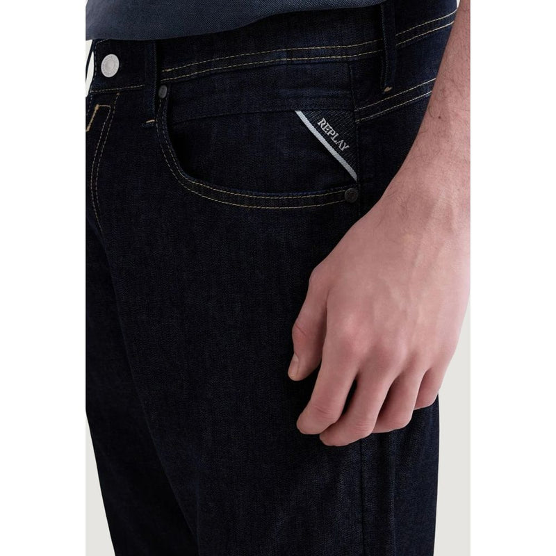 Replay Blue Cotton Relaxed Fit Jeans for Men