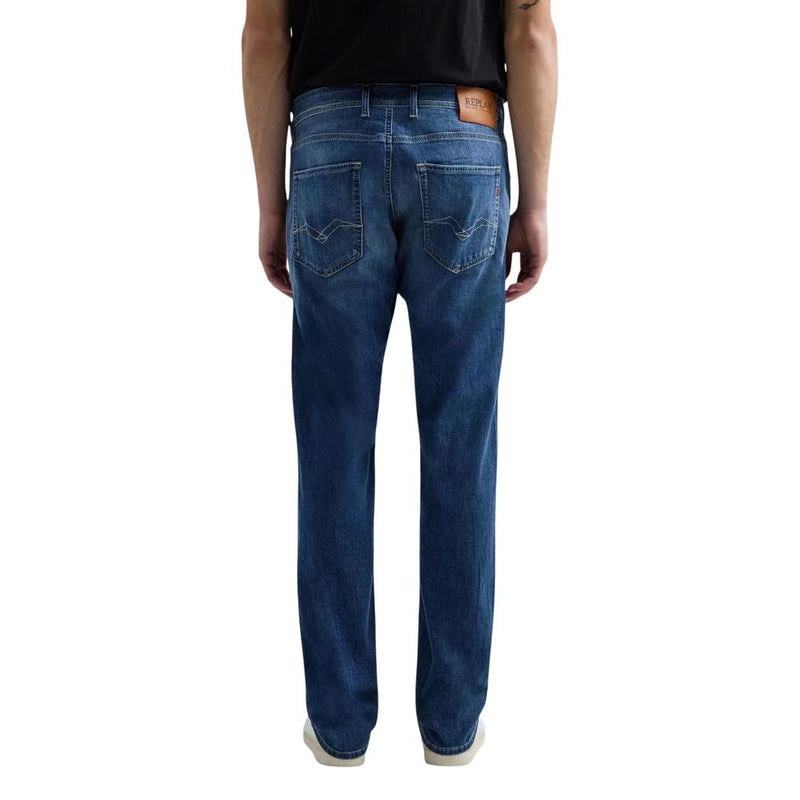 Replay Blue Cotton Relaxed Fit Jeans for Men