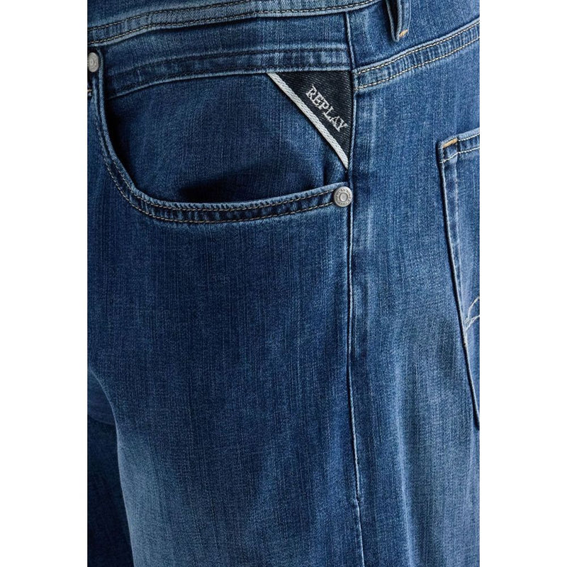 Replay Blue Cotton Relaxed Fit Jeans for Men