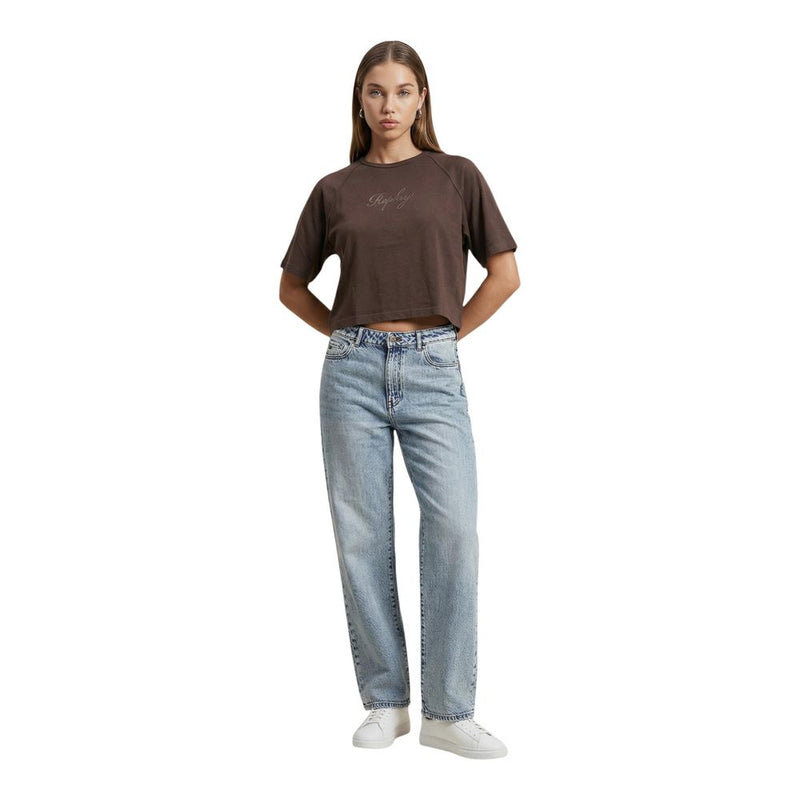 Replay OVER W3447D Brown Cotton T-Shirt for Women