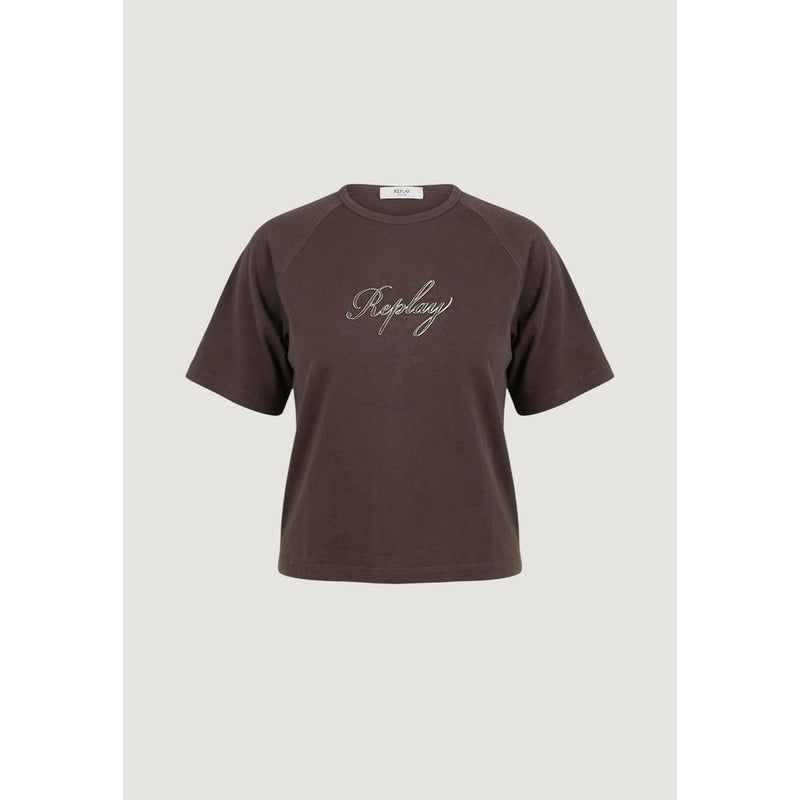 Replay OVER W3447D Brown Cotton T-Shirt for Women