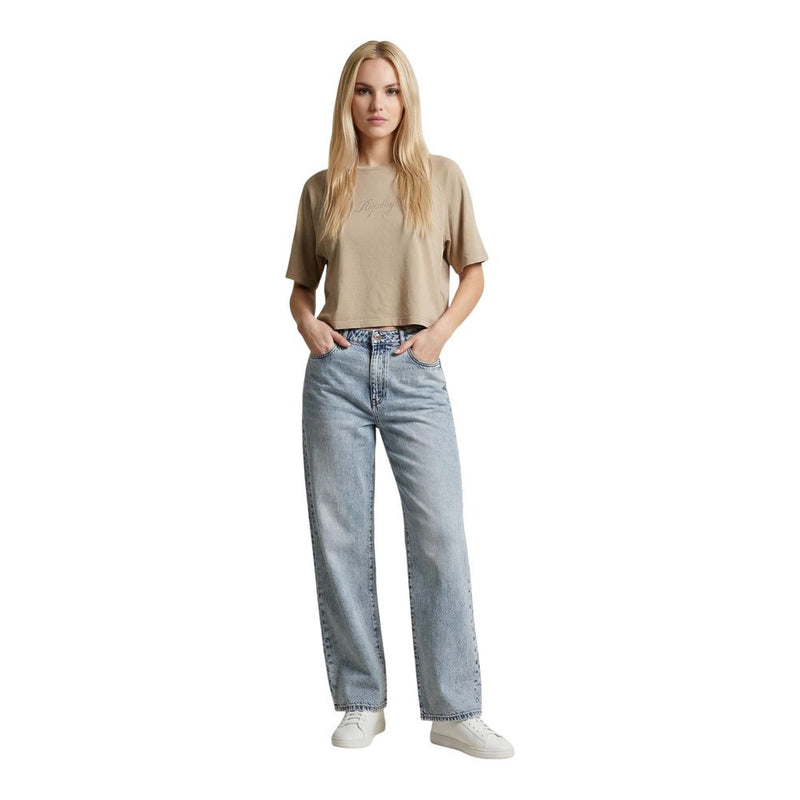 Replay OVER W3447D.000.23792G Beige Cotton T-Shirt for Women