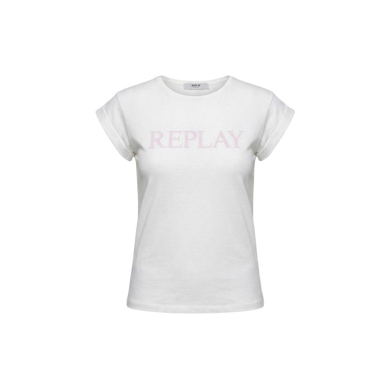 Replay White Cotton T-Shirt for Women - REGULAR W3473B