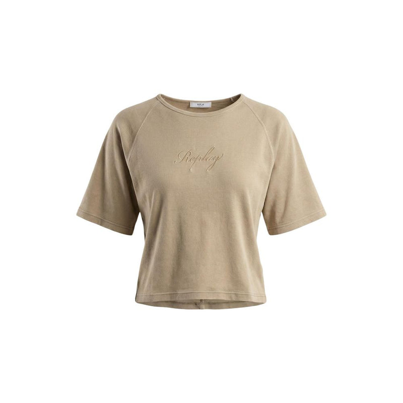 Replay OVER W3447D.000.23792G Beige Cotton T-Shirt for Women