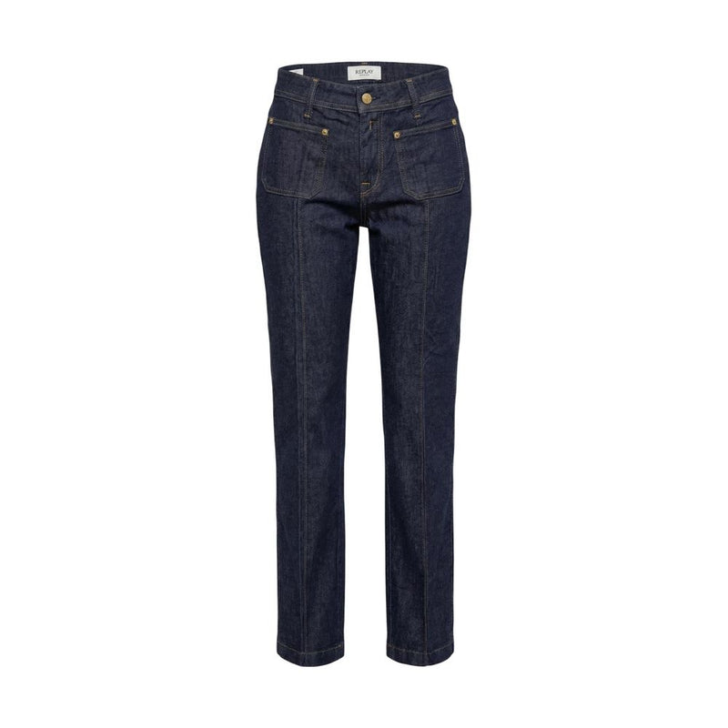 Replay Blue Cotton Mom Jeans - Comfortable and Stylish