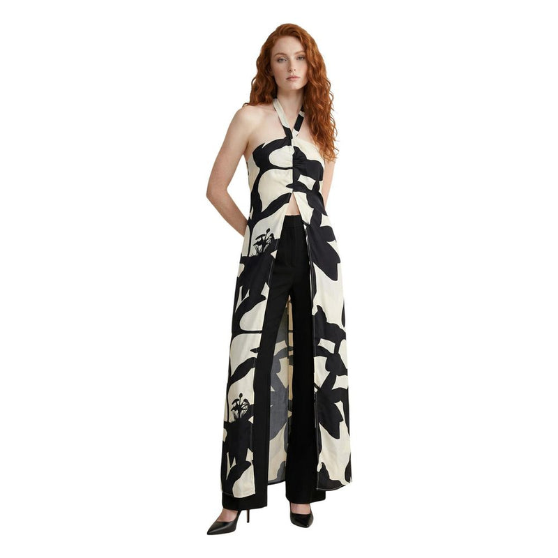 Replay Black And White Viscose Long Dress W9231