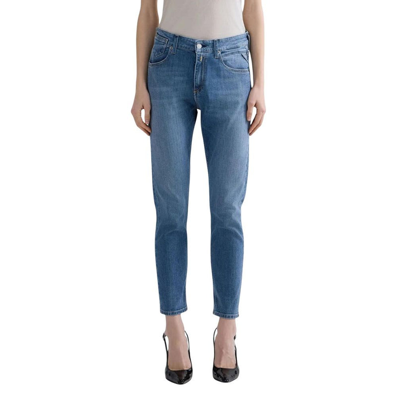 Replay Blue Cotton Skinny Jeans for Women - Slim Boyfit WA416