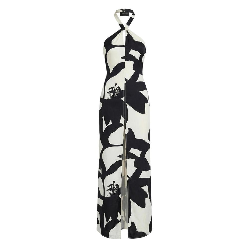 Replay Black And White Viscose Long Dress W9231
