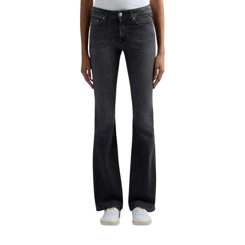 Replay Black Cotton Relaxed Fit Jeans for Women