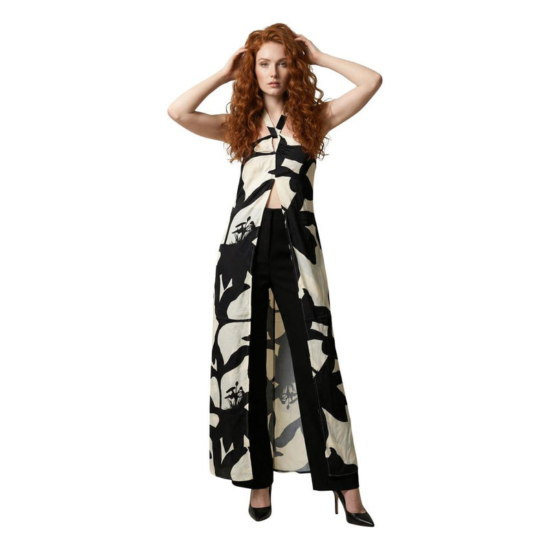 Replay Black And White Viscose Long Dress W9231
