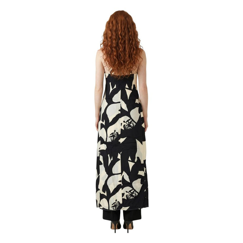 Replay Black And White Viscose Long Dress W9231