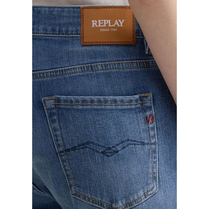 Replay Blue Cotton Skinny Jeans for Women - Slim Boyfit WA416