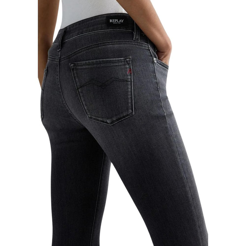 Replay Black Cotton Relaxed Fit Jeans for Women