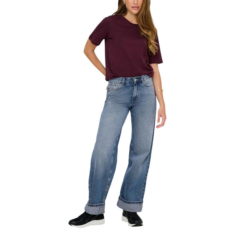 Only ONLELLA MW Wide Leg Blue Cotton Relaxed Fit Jeans