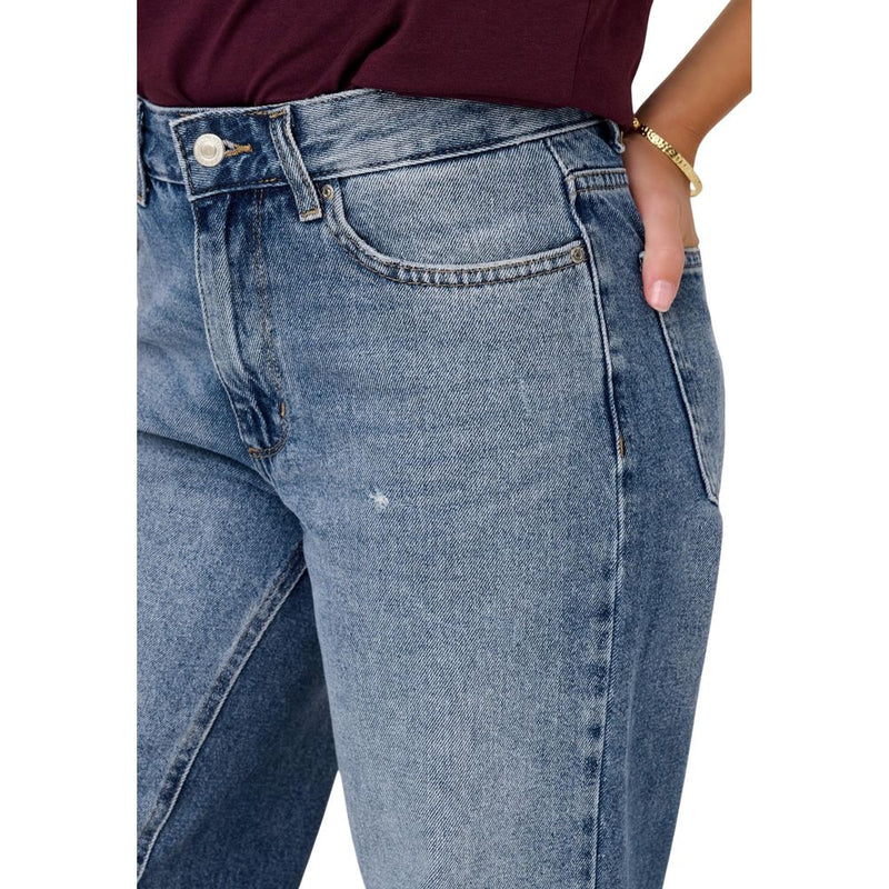 Only ONLELLA MW Wide Leg Blue Cotton Relaxed Fit Jeans
