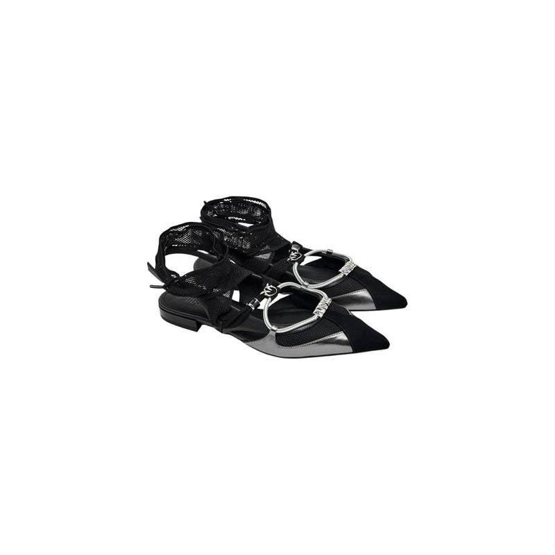 PINKO GIANIRA Black Leather Ballet Flats for Women