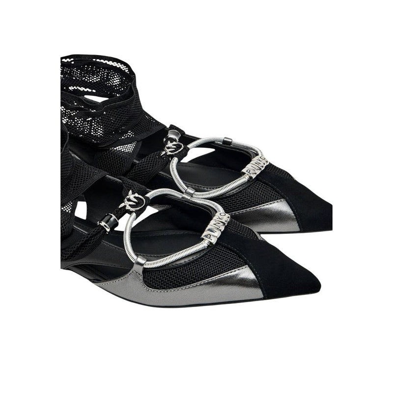 PINKO GIANIRA Black Leather Ballet Flats for Women