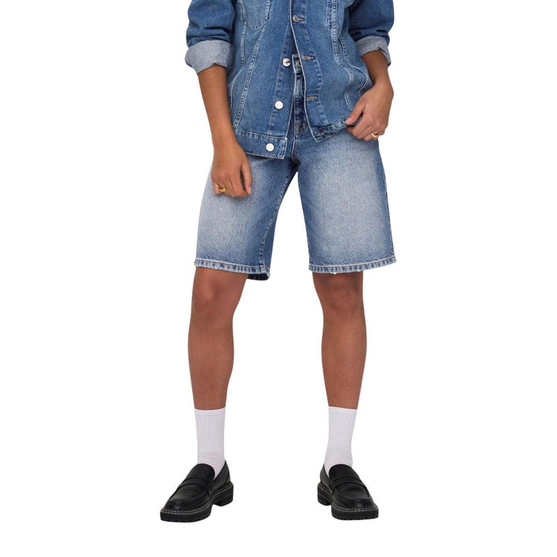Only Onlmate Reg Baggy Long Shorts Dnm Noos - Blue Cotton Bermuda Shorts