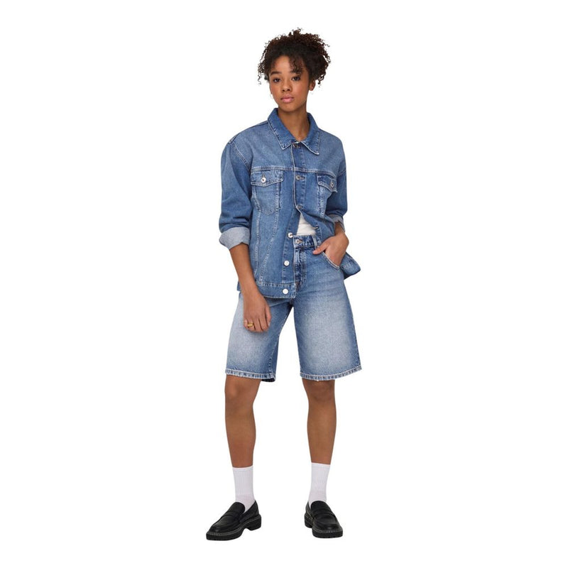 Only Onlmate Reg Baggy Long Shorts Dnm Noos - Blue Cotton Bermuda Shorts