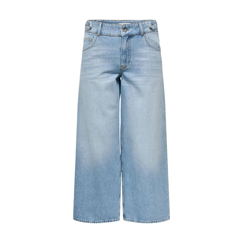 Only Light Blue Cotton Mom Jeans - Contemporary Wide Leg Fit