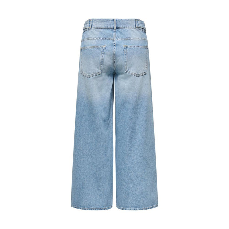 Only Light Blue Cotton Mom Jeans - Contemporary Wide Leg Fit