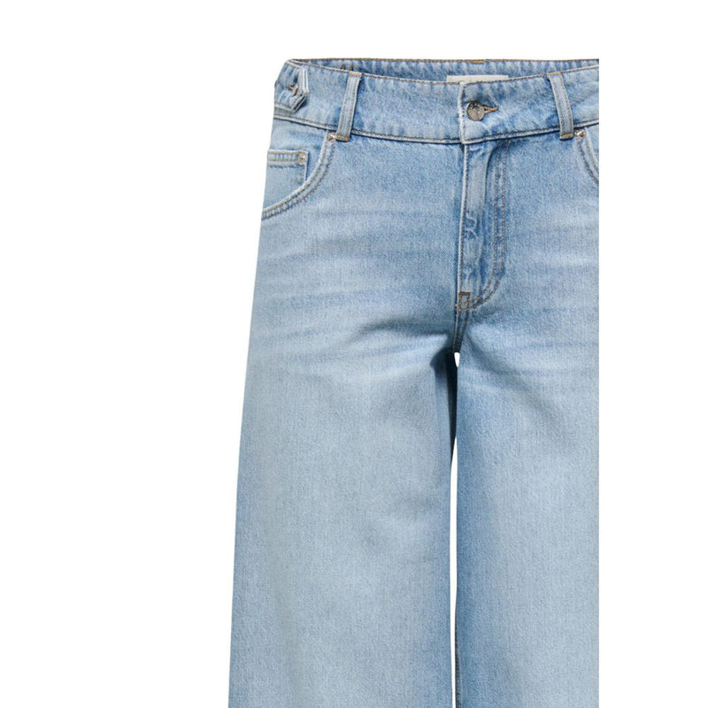 Only Light Blue Cotton Mom Jeans - Contemporary Wide Leg Fit
