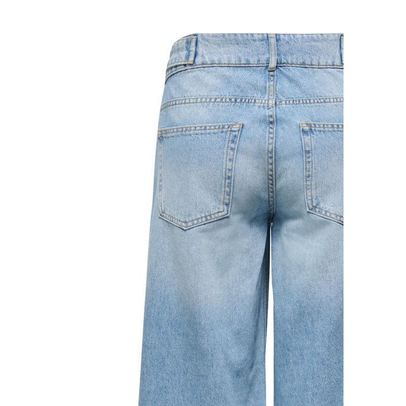 Only Light Blue Cotton Mom Jeans - Contemporary Wide Leg Fit