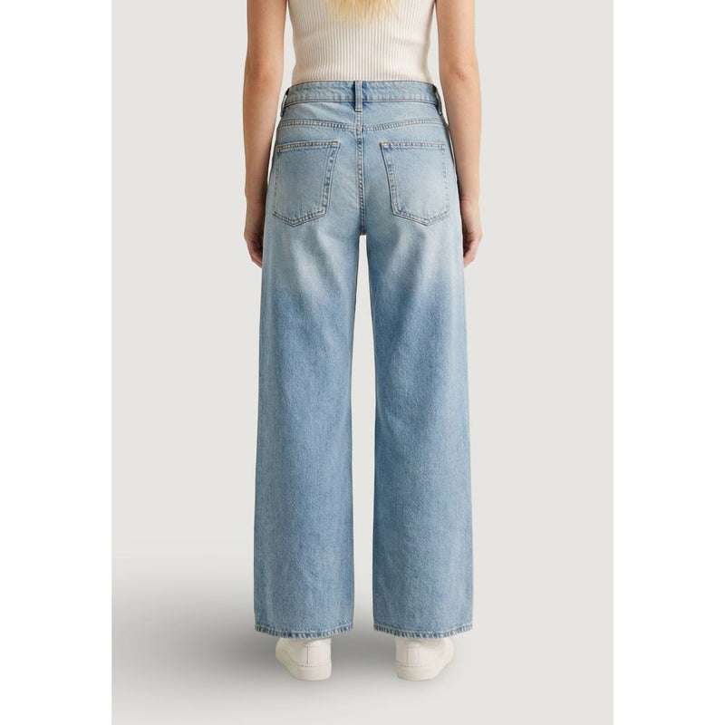 Only Light Blue Cotton Mom Jeans - Contemporary Wide Leg Fit